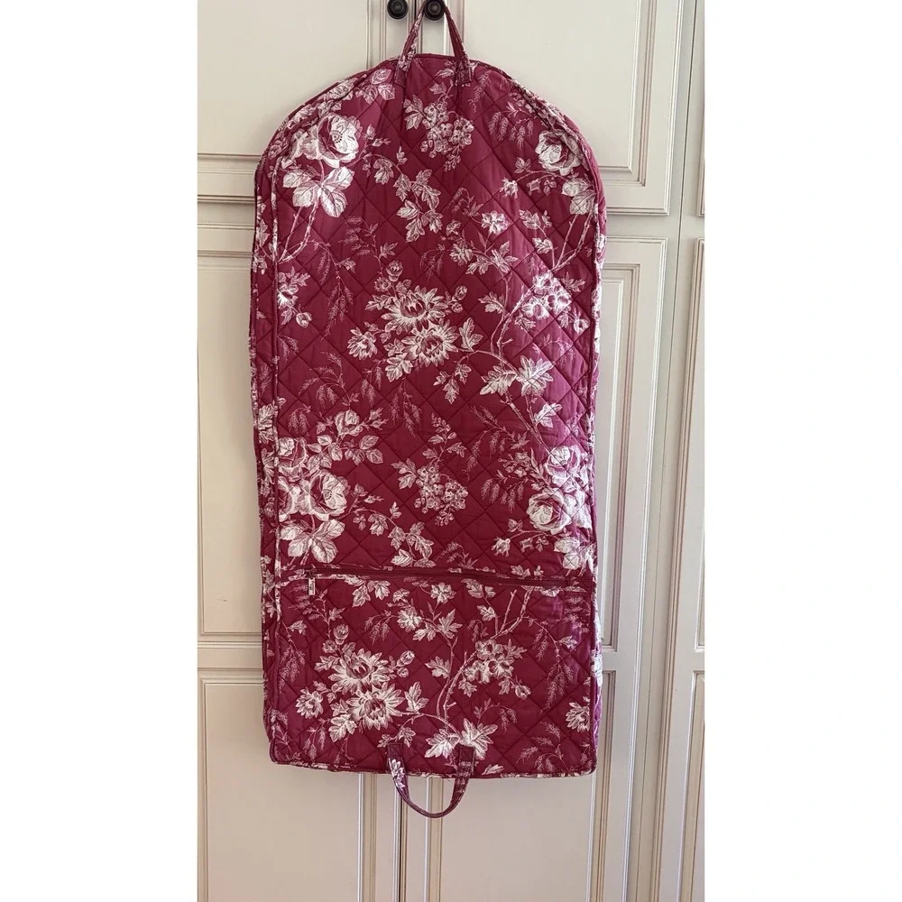 VINTAGE Garment Bag AMERICANA BY SHARIF Cranberry Ivory Floral Toile Quilted